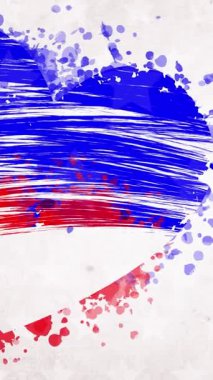 Animasyon. Boyalı, mavi-kırmızı kalp, yıldızlar, kırmızı harfler New York, ABD, beyaz arka planda. Poster, broşür, afiş, tebrik kartı, davetiye vesaire için şablon