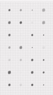 Etiketli kusursuz şablon arka planı. Küçük hashtag 'ler ızgarada yavaşça yanıp sönüyor. beyaz arkaplan.