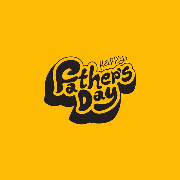 Happy Fathers Day Typography Logo Yellow Color Background — Stock Vector