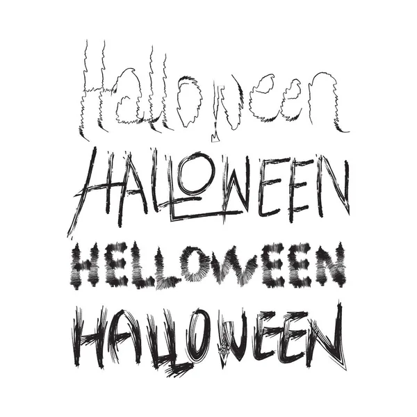 Dibuja Mano Texto Incompleto Para Halloween Feliz Cartel Halloween Tarjeta — Vector de stock