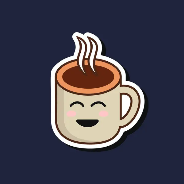 Adorable Coffee Cup Cartoon Vector Illustration Shirt Sticker Print Flat — Stock Vector
