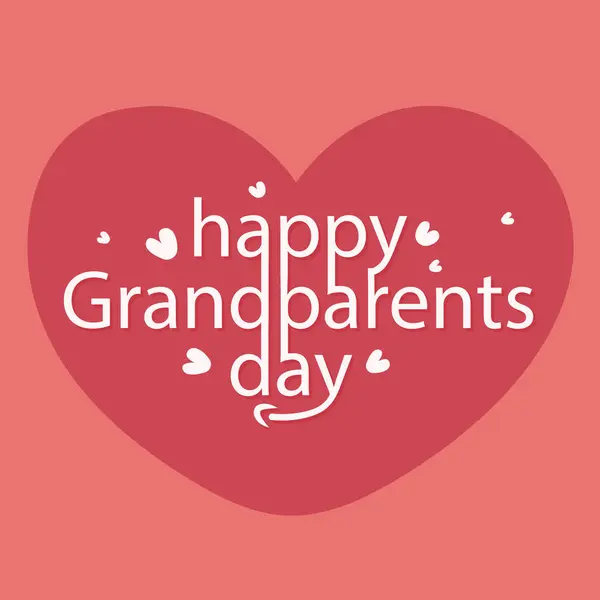 Happy Grandparents Day Creative Lettering Vector Illustration Heart Shapes Red — Stock Vector