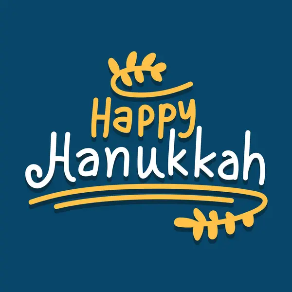 Feliz Hanukkah Vector Ilustración Sobre Fondo Azul Hanukkah Tipografía Tarjeta — Vector de stock