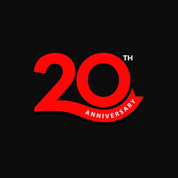Color Rojo Diseño Del Logotipo Del Vigésimo Aniversario Sobre Fondo Vector de stock