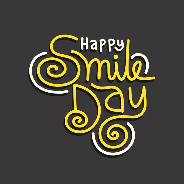 행복한 미소의 손으로 미소의 축하하기위한 타이포그래피 미소의 아름답고 즐거운 디자인 — 스톡 벡터