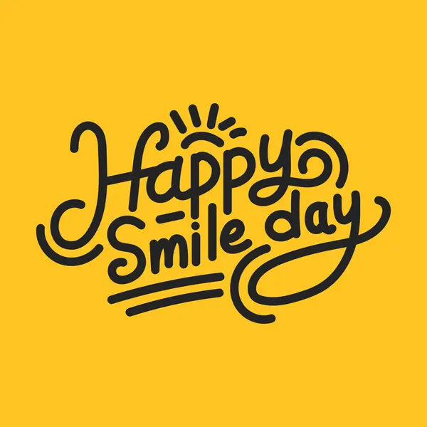 Щасливий День Посмішки Намальований Малюванням Векторна Ілюстрація Жовтому Тлі День — стоковий вектор
