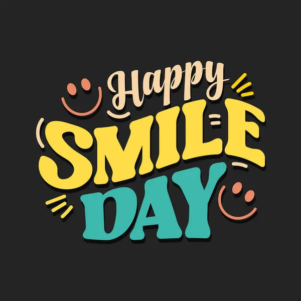 Щасливий День Посмішки Друкарської Ілюстрації Вектором Щасливого Обличчя Типографія Ретро — стоковий вектор