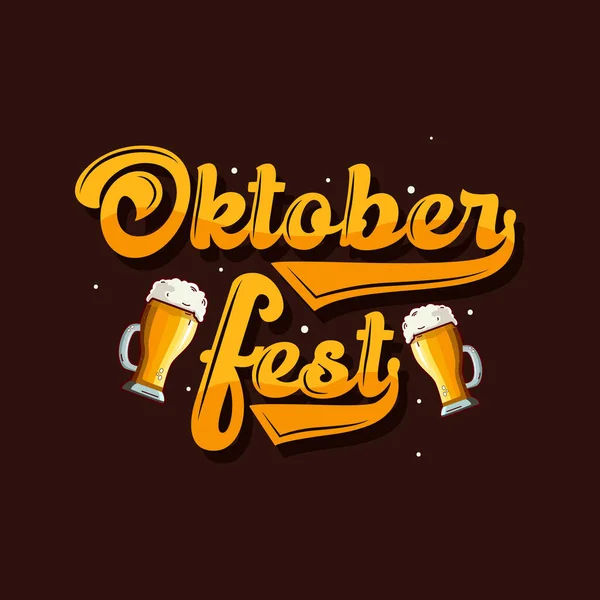 Oktoberfest Estilo Retro Mão Desenhada Letras Com Caneca Cerveja Ilustração — Vetor de Stock