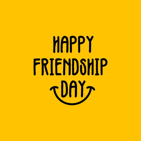 Happy Friendship Day Simple Lettering Vector Illustration Smile Sign Symbol — Stock Vector