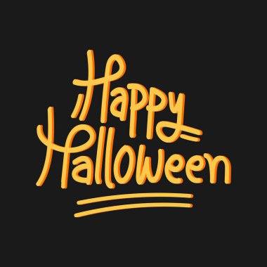 Mutlu Cadılar Bayramı el yazmaları, siyah arka planda vektör tipografi çizimleri. Ürkütücü Cadılar Bayramı tipografi tasarımı. Cadılar Bayramı posteri, afiş, şablon, tebrik kartı.