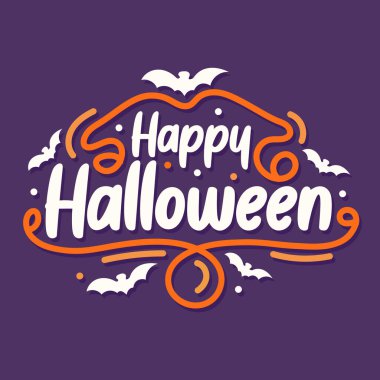 Mor arka planda izole edilmiş Cadılar Bayramı tipografiniz kutlu olsun. Ürkütücü Cadılar Bayramı tipografi tasarımı. Cadılar Bayramı posteri, afiş, şablon, tebrik kartı.