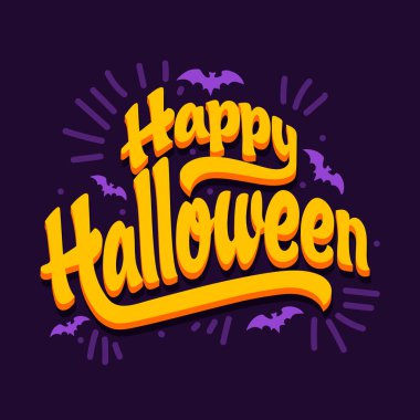 Vector typography illustration of Happy Halloween. Spooky Halloween typography design. Halloween free hand lettering. Halloween poster, banner, template, greeting card. Trick or treat party banner. clipart