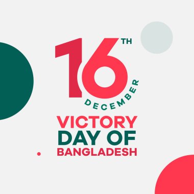 Bangladeş Şablon Tasarımı 16 Aralık Zafer Günü. Bangla Typography and Lettering Design for National Holiday in Bangladesh Victory day Sticker, Greeting Card, Text, Banner, Poster, Festoon.