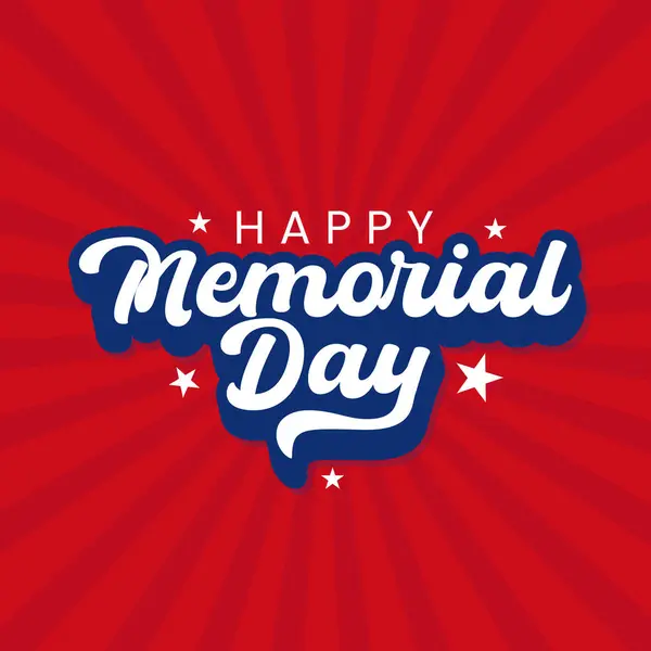 Happy memorial day vector template with lettering illustration on red background. Greeting template design to celebrate USA memorial day. American national holiday poster, banner, flyer.