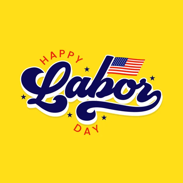Happy Labor day vector typography illustration with American flag design. Happy Labor Day holiday banner, poster. United States national flag colors and hand lettering text design. Vector illustration