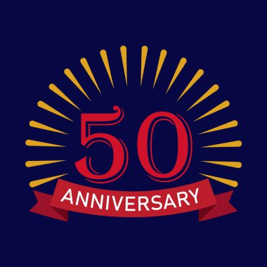 50. yıl dönümü logo tasarımını kutluyoruz. 50 Yıl Yıldönümü Logosu, amblemi, Doğum günü, davetiye, düğün, jübile ve tebrik kartı resimleme için Vektör Şablonu Tasarım ögesi.