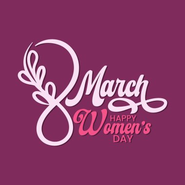 Uluslararası Kadınlar Günü için 8 Mart vektör tipografi tebrik kartı. Pembe renkli el çizimi 8 numara. Kadınlar günü posteri, afiş, şablon tasarımı. Karanlık arka planda mutlu kadınlar günü.