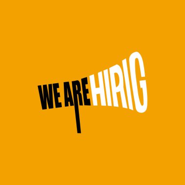 Bir megafon ikonu üzerinde yaratıcı tipografi tutuyoruz. Pankart, poster, şablon tasarımı. Sosyal medya boşaltımı yapıyoruz..