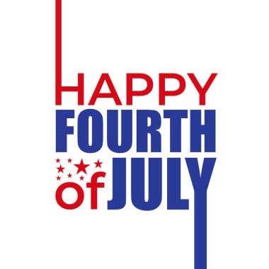 Amerikan Bağımsızlık Günü 'nü kutlamak için 4 Temmuz tipografi afişleriniz kutlu olsun. 4 Temmuz logosu, afiş, poster, ABD bayrağı ve yıldızlı tebrik kartı. Kırmızı ve mavi renk. Vektör illüstrasyonu.