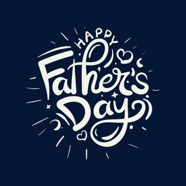 Mutlu Babalar Günü metin vektör çizimi. Babalar Günü tatilini kutlamak için el yazması mektuplar. Babalar Günü tebrik kartı, sosyal medya şablonu, afiş, poster, logo. koyu mavi arkaplan.