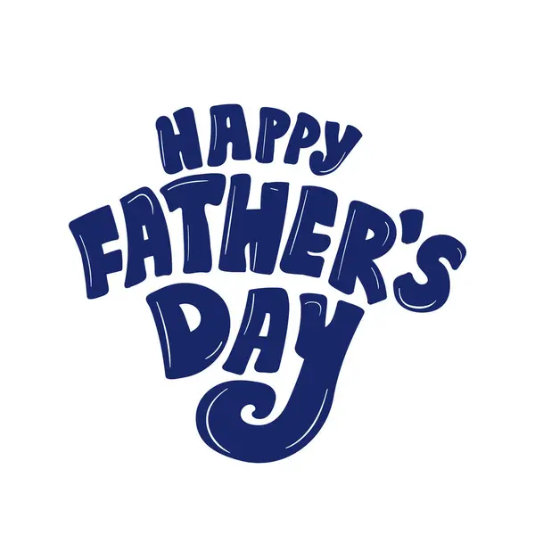 Happy fathers day text vector illustration. Hand drawn lettering for celebrating father\'s day holiday. Fathers day greeting card, social media template, banner, poster, logo. dark blue background.