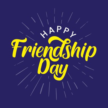 Mavi arka planda Dostluk Günü 'nüz kutlu olsun. Arkadaşlık günü tebrik kartı. Dostluk Günü logo tasarımı.