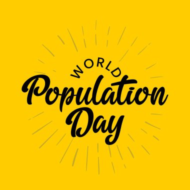 Dünya Nüfus Günü tipografi vektör şablonu tasarımı. Nüfus günü posteri, afiş, tebrik kartı. sarı arkaplan. 