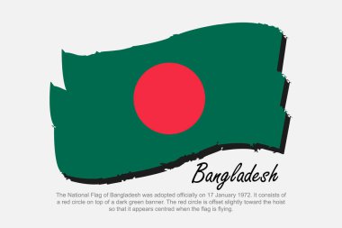 Bangladeş bayrak vektör çizimi ve Bangla Bağımsızlık Günü 'nü kutlamak için fırça darbeleri. Bengali bayrağı amblemi, rozet. bayrak simgesi sallama düğmesi.