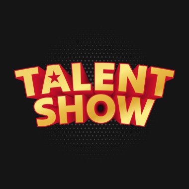 Yetenek Gösterisi altın rengi tipografi logosu tasarımı siyah arkaplanda izole edildi. Modern yetenek yıldız ikonuyla vektör harflerini gösteriyor. Yetenek afişi, poster, podcast ya da parti kutlaması şablonu 