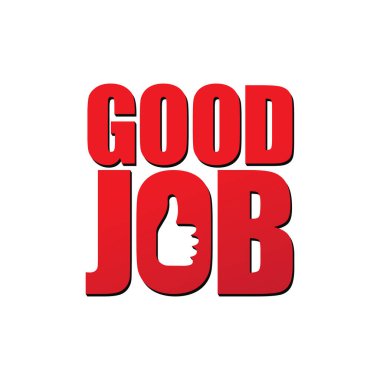 El ikonu vektör illüstrasyonlu harika bir logo. İyi iş takdir kartı, afiş, tişört, motivasyon posteri. Harika iş çıkartması, etiket, rozet, mühür.