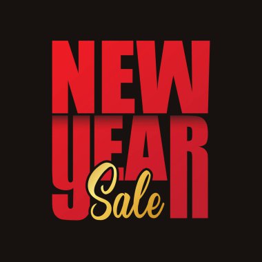Yeni yıl indirimi modern tipografi logosu, çıkartma, etiket, rozet. Yeni yıl, Noel ve kış pankart, poster ve tebrik kartı sunar. Promosyon ve pazarlama için düzenlenebilir metin düzeni.