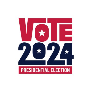 Amerika 'nın başkanlık seçimi için 2024' e oy verin. Seçim günü. ABD başkanının logosu, rozeti. Seçim afişi, afiş, şablon. Siyasi seçim kampanyası. Oylama günü, 5 Kasım.
