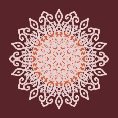Henna, Mehndi için dairesel çiçek mandala deseni, dövme, dekorasyon. Etnik doğu tarzında dekoratif süs. Çizim el çizimi vektör illüstrasyonuName.