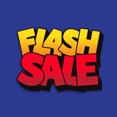 Modern tipografi vektör illüstrasyonlu flaş satış pankartı tasarımı. Flaş Satış Alışveriş Posteri düzeni. Sosyal medya ve web sitesi için 3B metin efekti logoti şablonu tasarımı. Özel Teklif kampanyası.