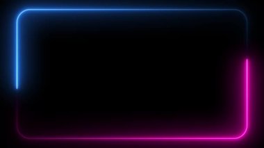 Square rectangle picture border with neon line