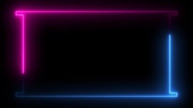 Square rectangle picture border with neon line