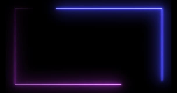 Square Rectangle Picture Border Neon Line — Wideo stockowe