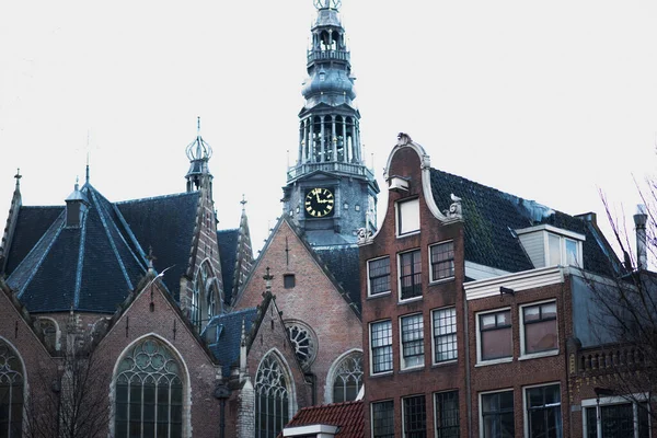 Amsterdam Pendant Hiver Une Soirée Brumeuse Décembre Aux Couleurs Ternes — Photo