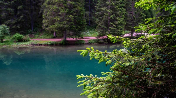 Гірський Блакитний Озерний Ландшафт Брейз Озера Кристалічною Водою Тлі Гір — стокове фото