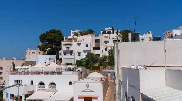 Traditionelle Weiße Häuser Der Costa Blanca Spanien Schöne Straße Mit Stockbild