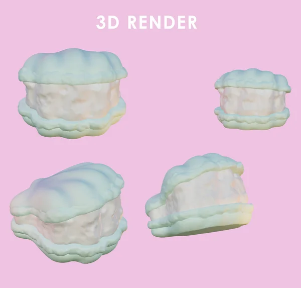 Pembe arka planda 3D kabuklu badem kurabiyesi çizimi 