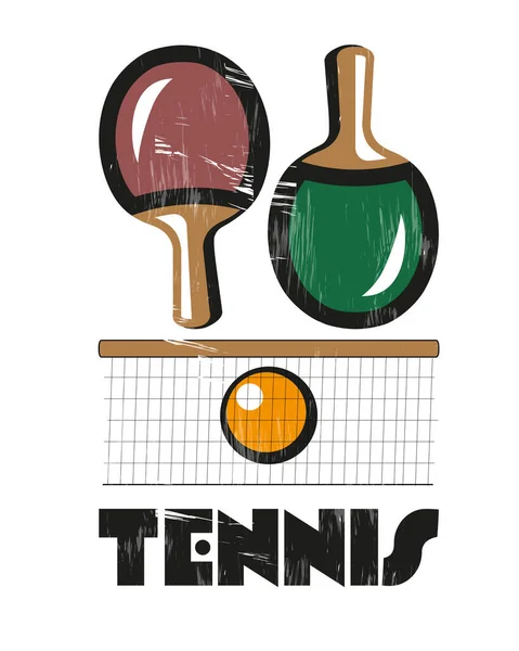Abstract Vector Logo Table Tennis Table Racket Ball Net Isolated — Stock Vector