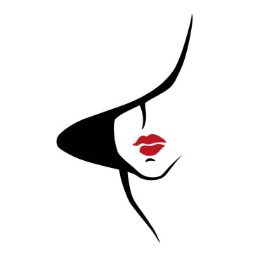 Kadın soyut yüzü, bir çizgi çizimi. El çizimi taslak çizimi. Devamlı bir çizgi. Portret dişisi. Vektör illüstrasyonu