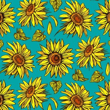 Ayçiçeği eli çizimi. Ayçiçeği taslağı. Ayçiçeği karalaması. ayçiçeği çizgisi.