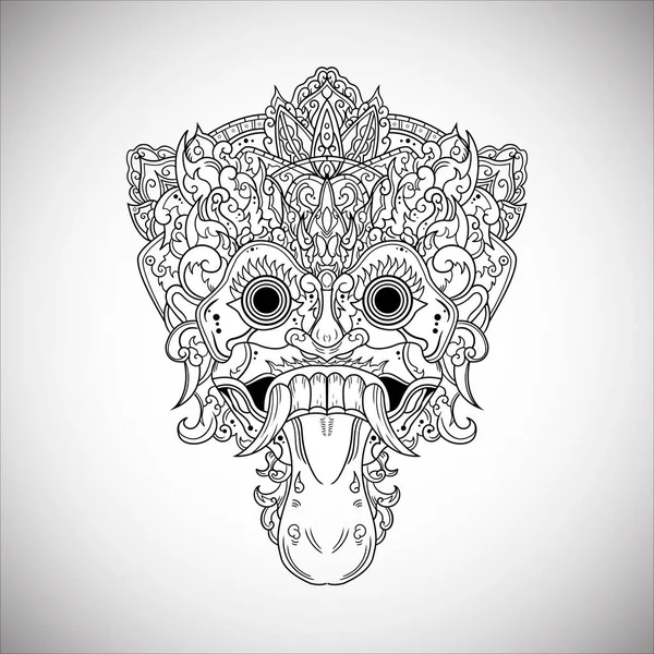 Barong Leak Balinese Outline Vector Drawing Illustration — Image vectorielle