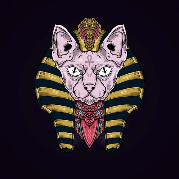Cat Anubis Egypt Drawing Illustration Artwork Vector — Image vectorielle