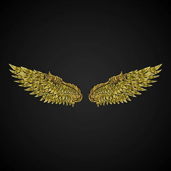 Gold Wings Drawing Illustration Artwork Vector — Image vectorielle