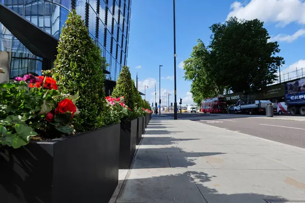 stock image London - 06 10 2022: View of Blackfriars Rd with flower boxes