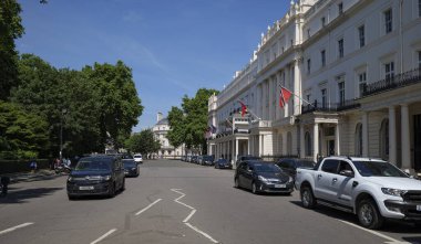 London - 06 15 2022: View of the Belgrave Square with some embassies including Trinidad and Tobago and Malaysia clipart