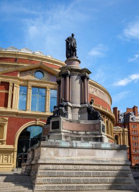 London - 06 25 2022: The Great Exhibition Memorial and the Royal Albert Hall behind it
